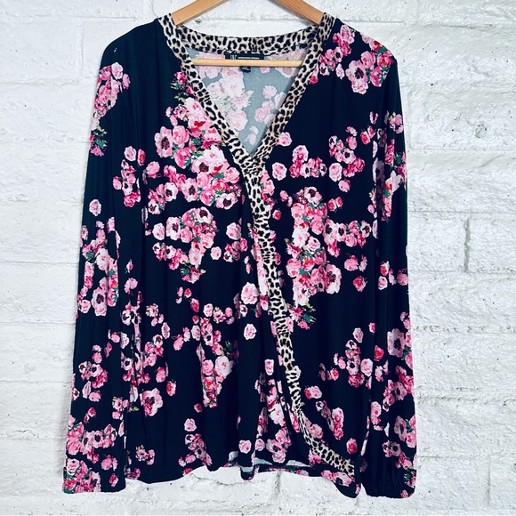 INC International Concepts Floral Print Shirt Womens Surplice Neck SizeXXL - Picture 7 of 9